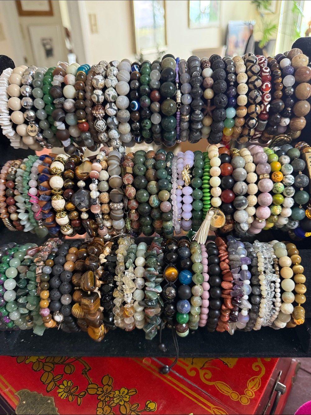 10 Assorted Stetch Stone Bracelets - Picture 2 of 2